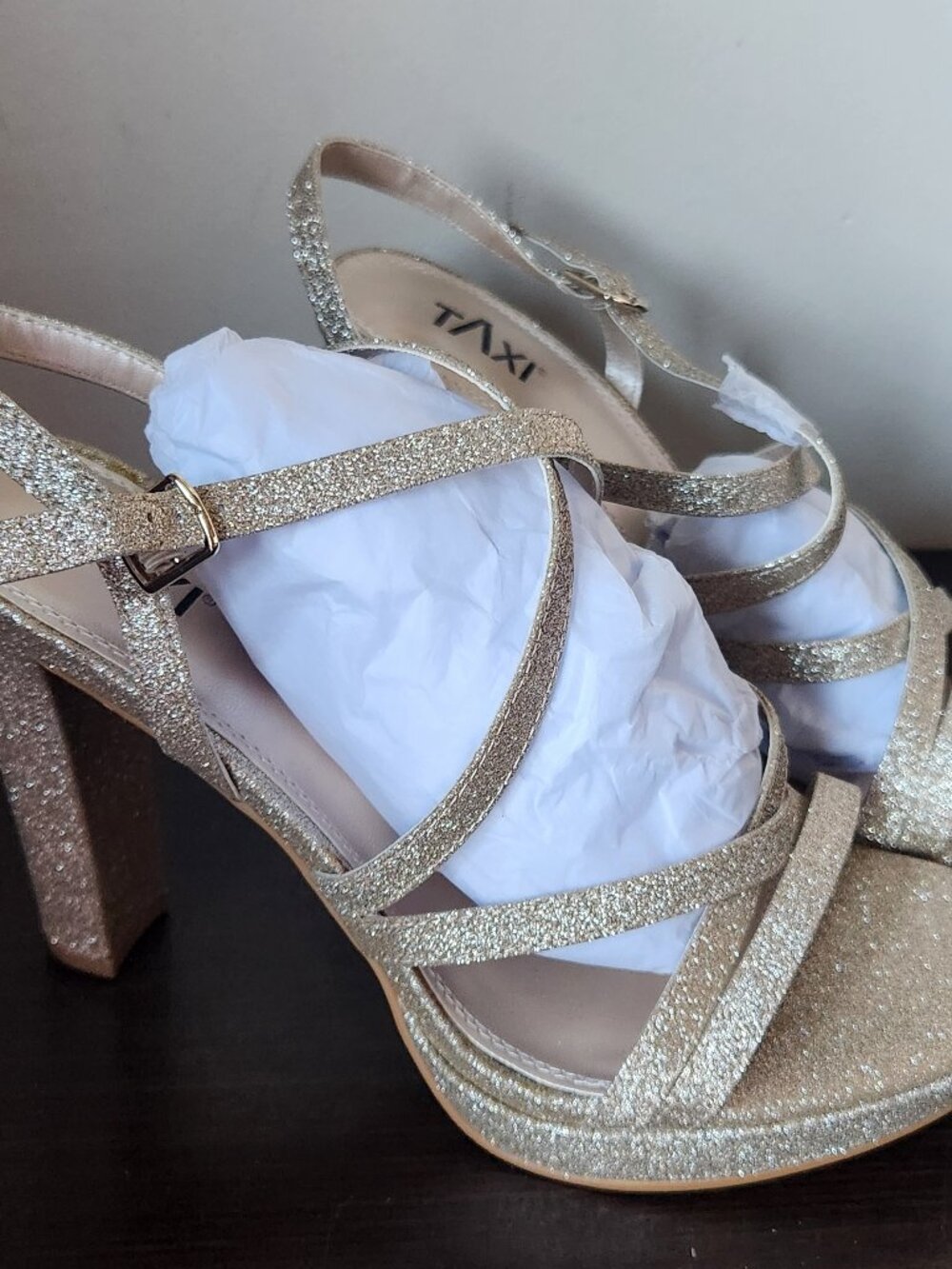 Formal Heels in Glittery Gold